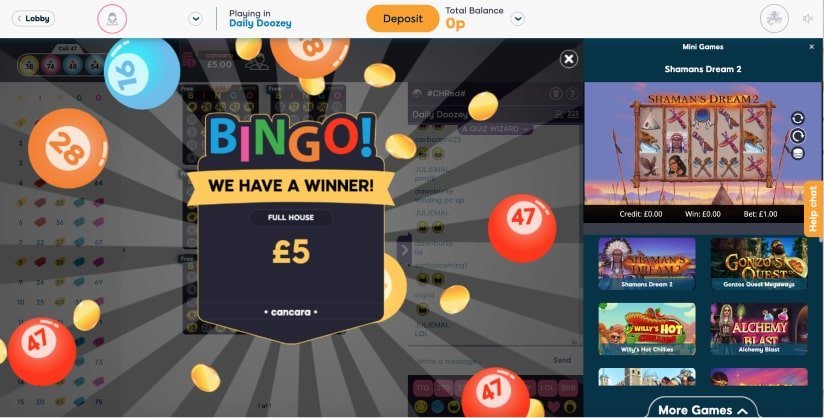 75 ball bingo  Winner- Pink ribbon Bingo